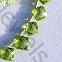 Peridot Gemstone Beads  Puffed Diamond Cut