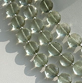 8 inch strand Green Amethyst Gemstone  Coin Beads