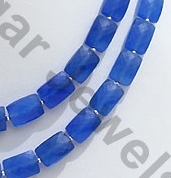 Navy Blue Chalcedony Faceted Rectangle