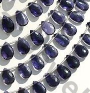 Iolite Gemstone Beads  Flat Pear Briolette
