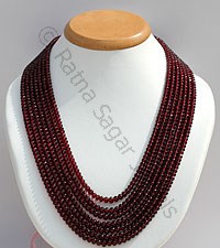 Garnet Gemstone Faceted Rondelle Necklace