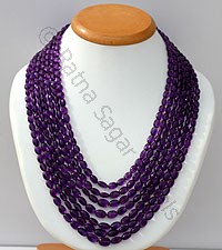 Amethyst Gemstone Faceted Oval Necklace