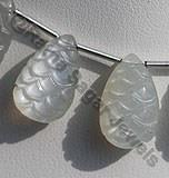 White Moonstone Carved Flat Pear