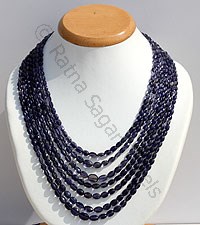 Iolite Gemstone Faceted Oval Necklace