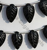 Black Tourmaline Carved Leaf