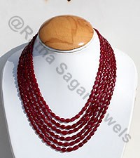 Ruby Gemstone Oval Faceted Necklace