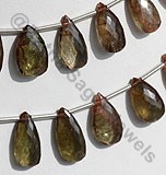 Andalusite Gemstone  Flat Pear Briolette