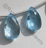 Blue Topaz Gemstone  Flat Pear Briolette