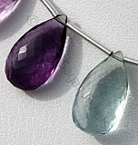 Fluorite Gemstone Beads  Flat Pear Briolette