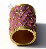 18k Gold Cylindrical Pink Enamel Beads