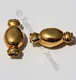 18k Gold Oval Flower End Plain Beads