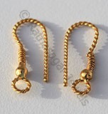 18k Gold Twisted Threaded Ear Wire 