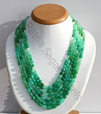 Chrysoprase Gemstone Oval Faceted Necklace