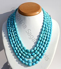 Sleeping Beauty Turquoise Oval Faceted Necklace