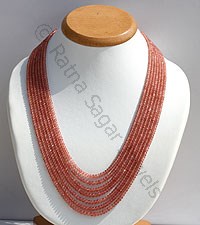 Rhodochrosite Gemstone Faceted Rondelle Necklace