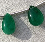Emerald Gemstone Beads  Flat Pear Plain