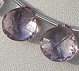 粉红紫水晶凹面切割刻面心形